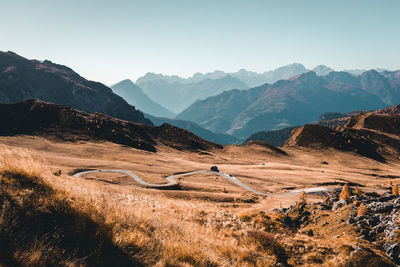 Scenic view of mountains against clear sky