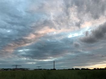 Scenic view of dramatic sky over landscape