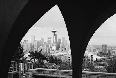 City skyline with river in background