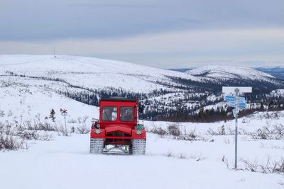 Scenic view of snow covered field