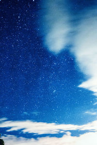 Low angle view of clouds in sky at night