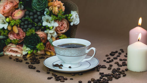 Close-up of coffee on table