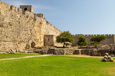 Along the ditch of the antique city wall in the old town of rhodes city at greek island rhodes