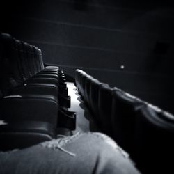 Close-up of chairs in row