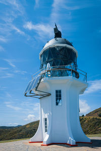 Low angle view of lighthouse against sky