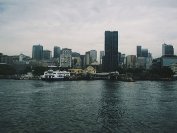 City skyline with river in background