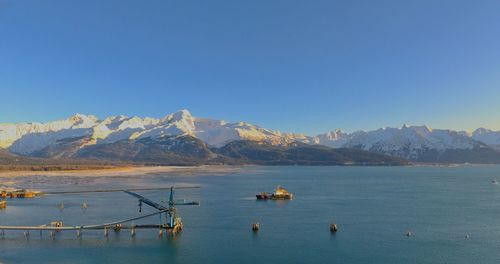 Scenic view of sea against clear sky