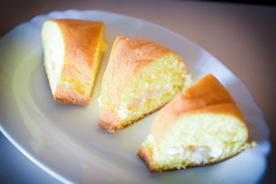 Close-up of breakfast served on table