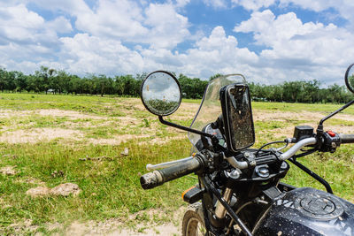 Bicycle parked on field