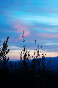 Sunset sky over mountain landscape