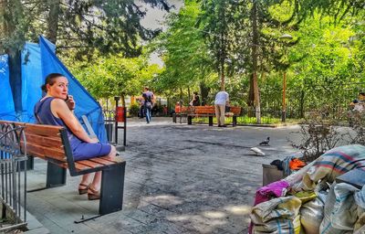 People sitting in park