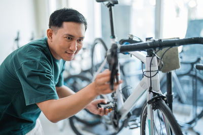 Man riding bicycle