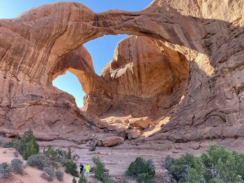 Low angle view of rock formations