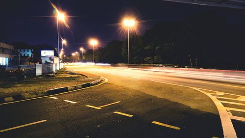 Street light on road at night