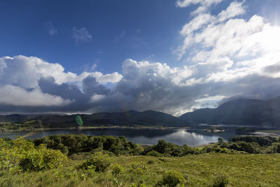 Scenic view of lake against sky