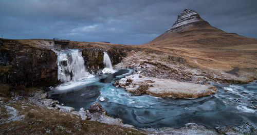 Scenic view of waterfall