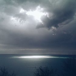 Scenic view of sea against cloudy sky