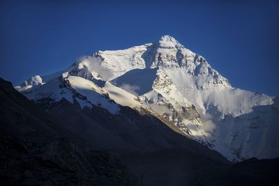 Scenic view of snow covered mountains against sky