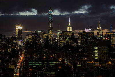 City lit up at night