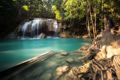 Scenic view of waterfall