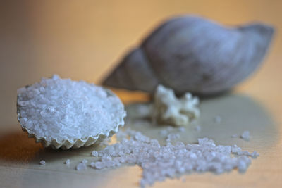 Close-up of ice cream on table