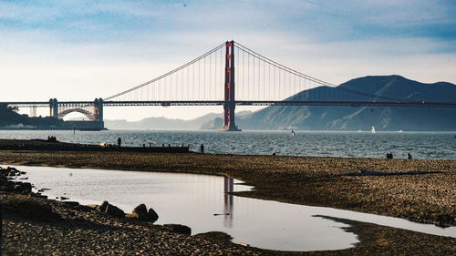 Suspension bridge over sea