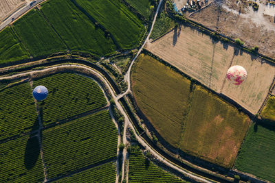 High angle view of turkish fields. 