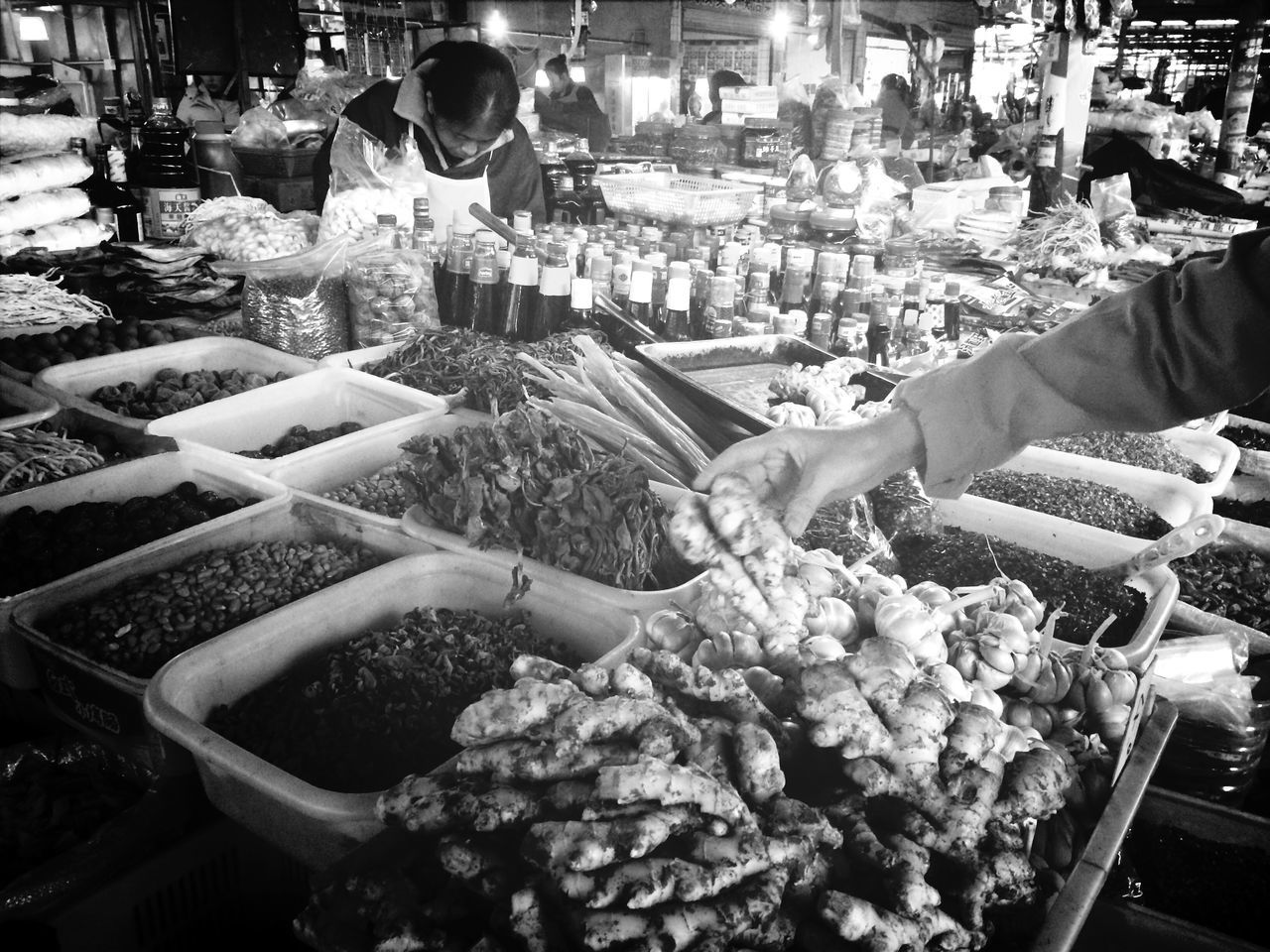 food and drink, retail, food, market, for sale, market stall, freshness, men, choice, small business, abundance, variation, indoors, person, healthy eating, consumerism, store, sale, large group of objects