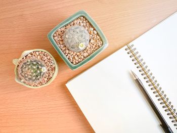 High angle view of breakfast on table