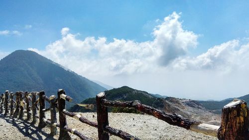 Panoramic view of mountains against sky