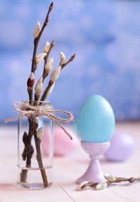 Close-up of eggs on table