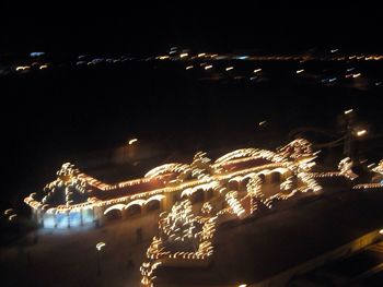 Illuminated building at night