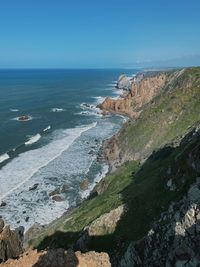 Scenic view of sea against clear sky