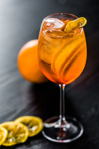 Close-up of drink in glass on table