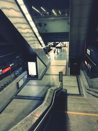 Interior of illuminated subway station