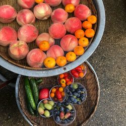 High angle view of fruits in basket