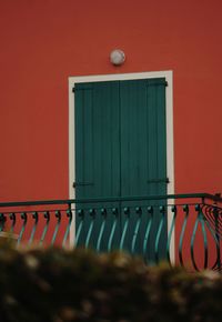 Closed wooden door of building