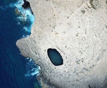 High angle view of sand on beach