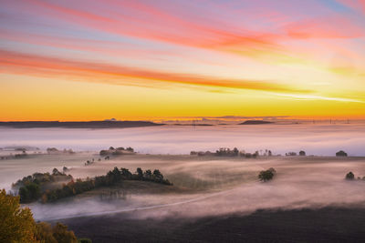 Scenic view of landscape against sky during sunset