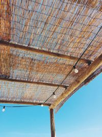 Low angle view of roof against clear sky