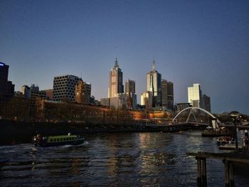 City skyline at dusk