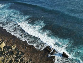 High angle view of sea shore