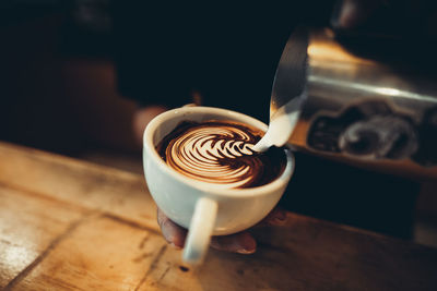 High angle view of coffee on table