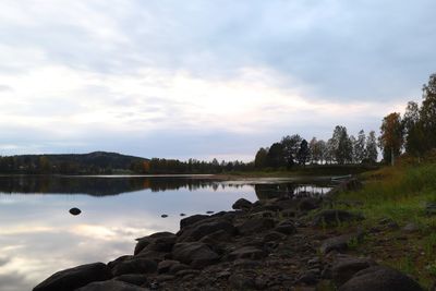 Scenic view of lake against sky