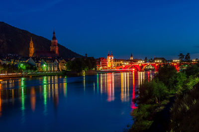 Panoramic view of heidelberg old town, the karl theodor bridge and the church of the holy spirit, 
