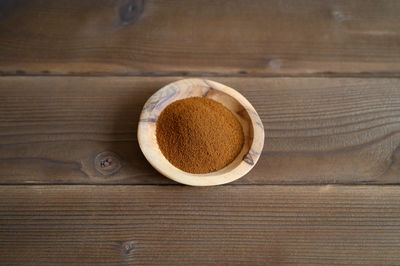 High angle view of coffee on table