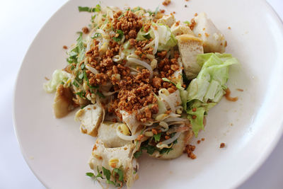 High angle view of meal served in plate