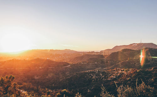 Scenic view of mountains against clear sky