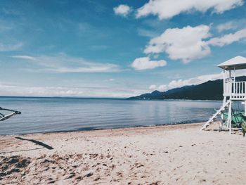 Scenic view of beach against sky