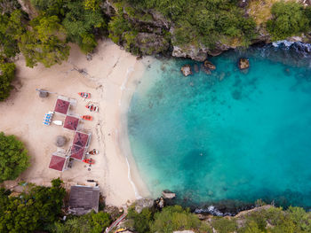 High angle view of people on beach